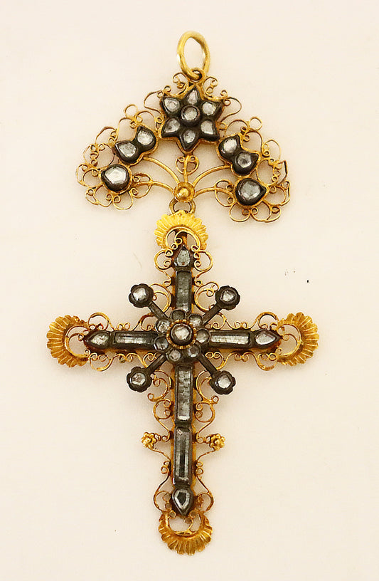 Circa 1800, Antique, 700/1000 Gold (testing) and silver Cross Portuguese | 2989 |