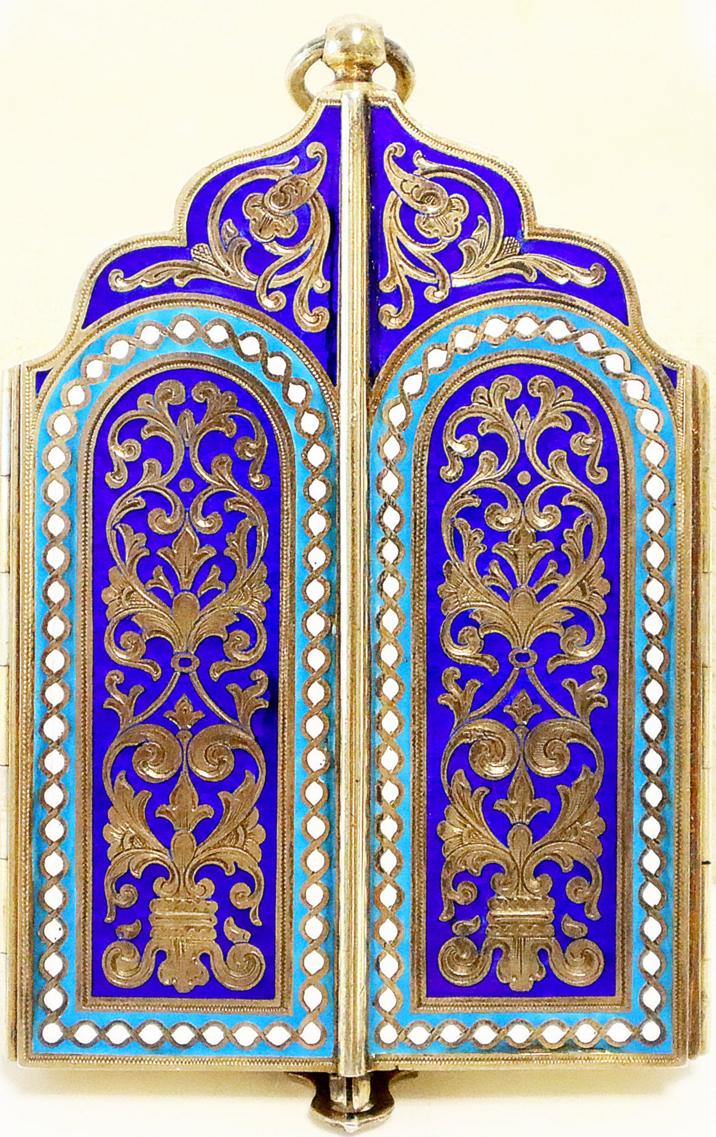 ANTIQUE 19c 84 SILVER RUSSIAN PAINTED ICON Three-winged triptych, silver-gilt, enamel. | 5259