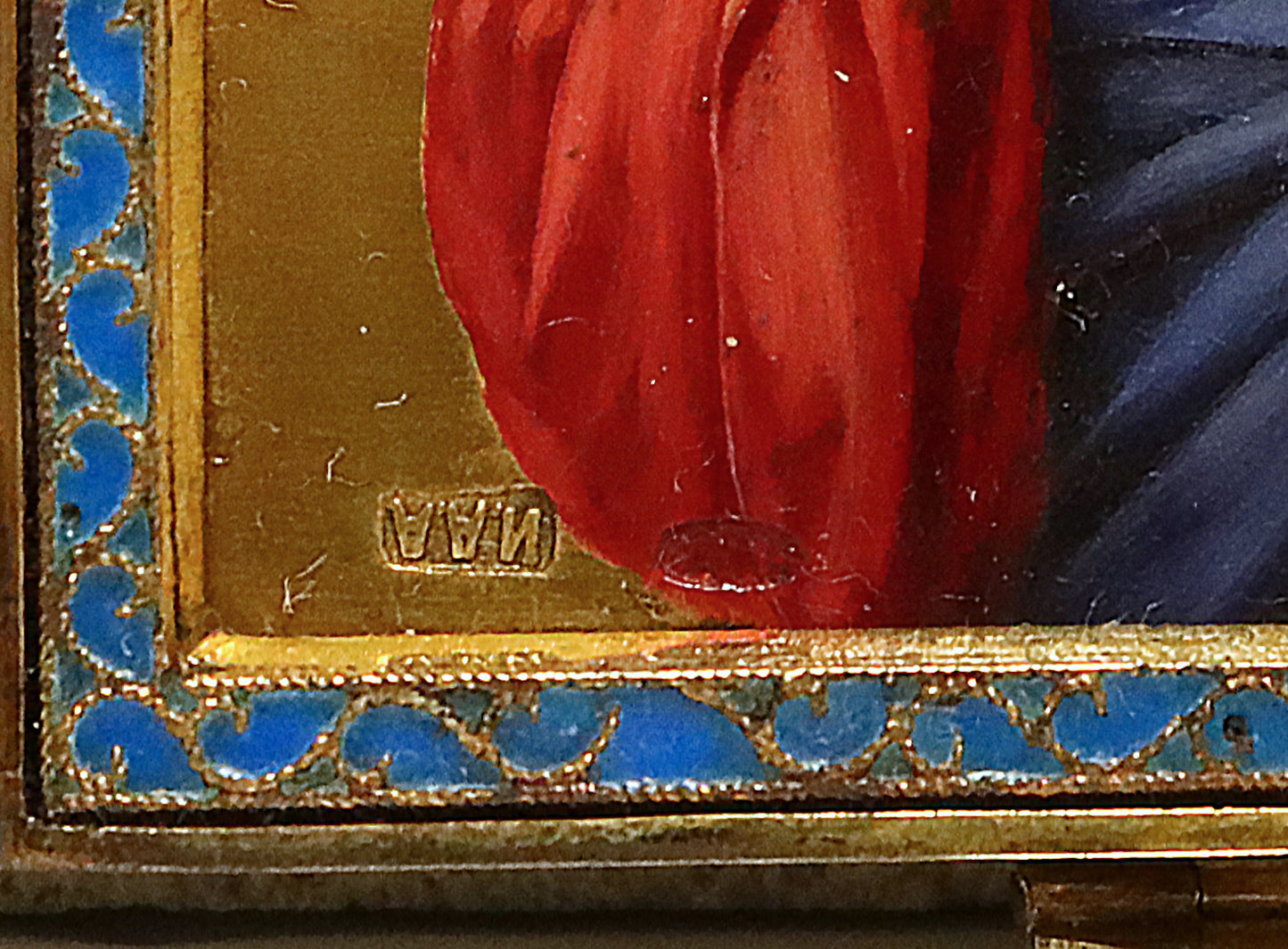 ANTIQUE 19c 84 SILVER RUSSIAN PAINTED ICON Three-winged triptych, silver-gilt, enamel. | 5259