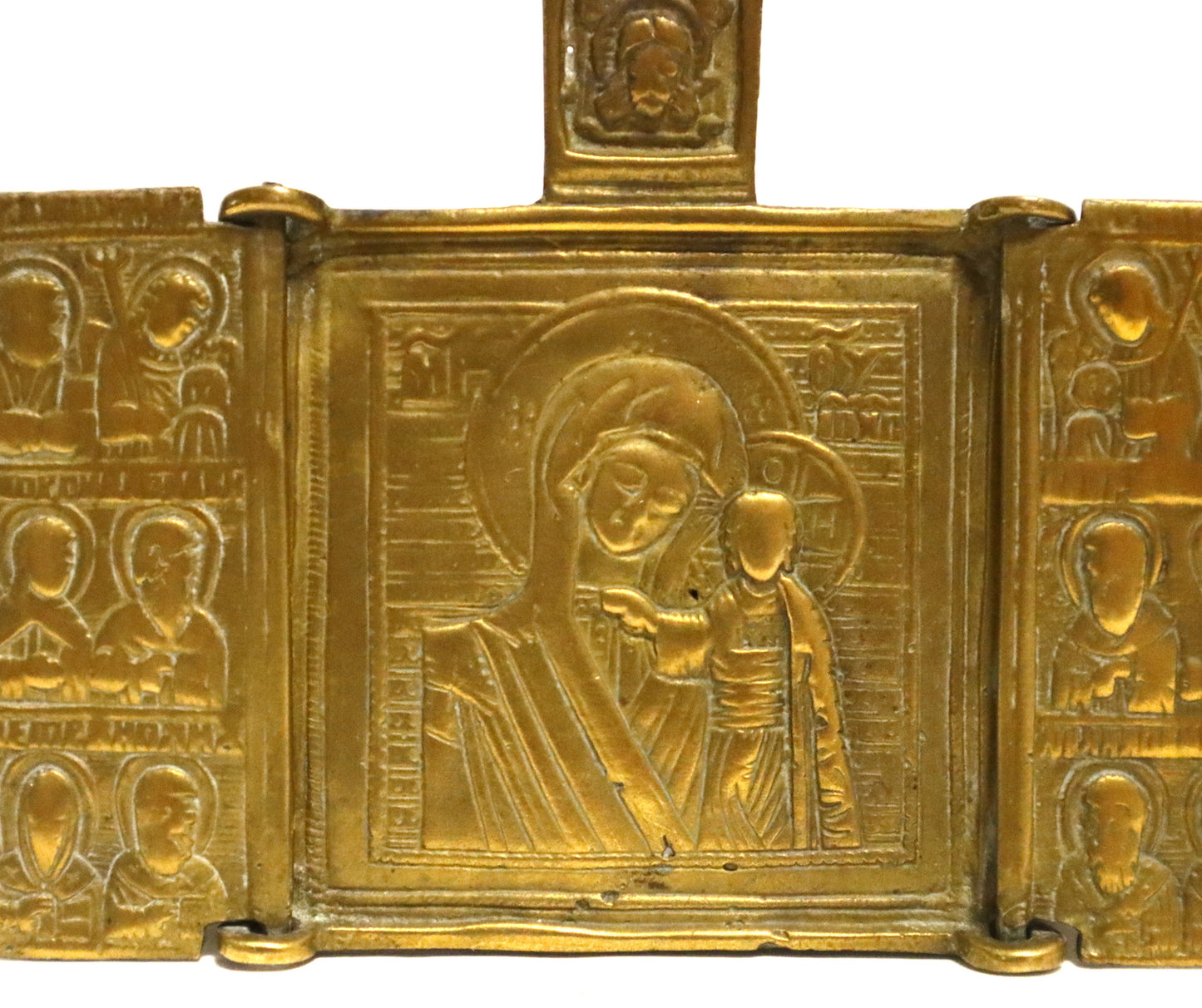 Antiques, Orthodox, Russian Bronze icon-triptych: The Mother of God. | 5322 |