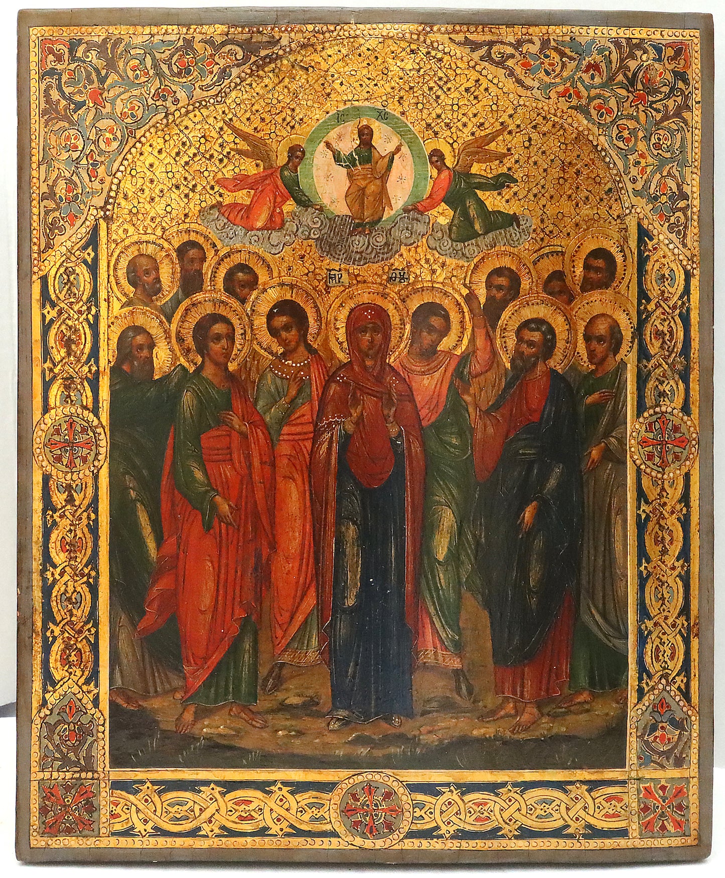 ANTIQUE 19c RUSSIAN PAINTED ICON: The Ascension of the Lord | 5380 |