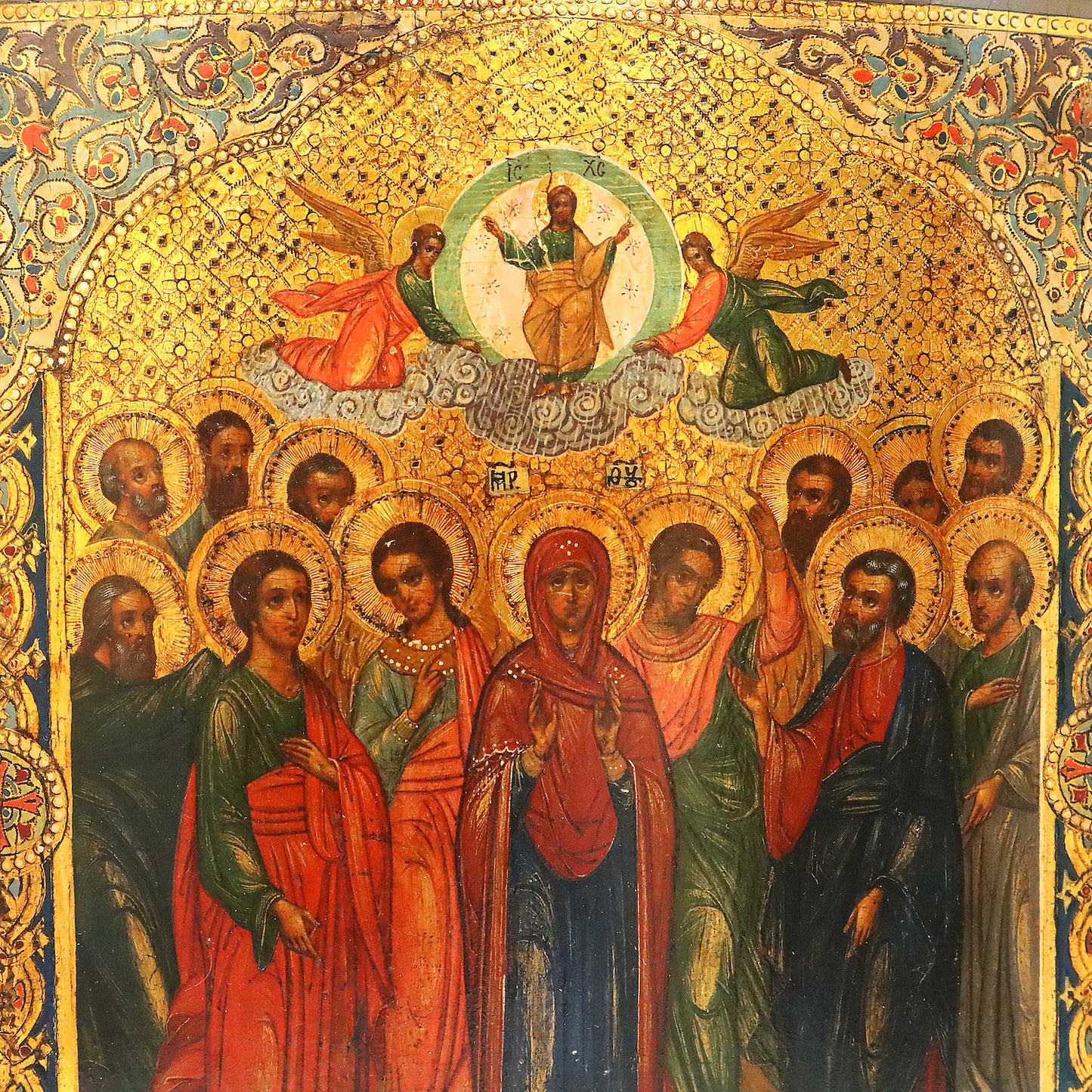 ANTIQUE 19c RUSSIAN PAINTED ICON: The Ascension of the Lord | 5380 |