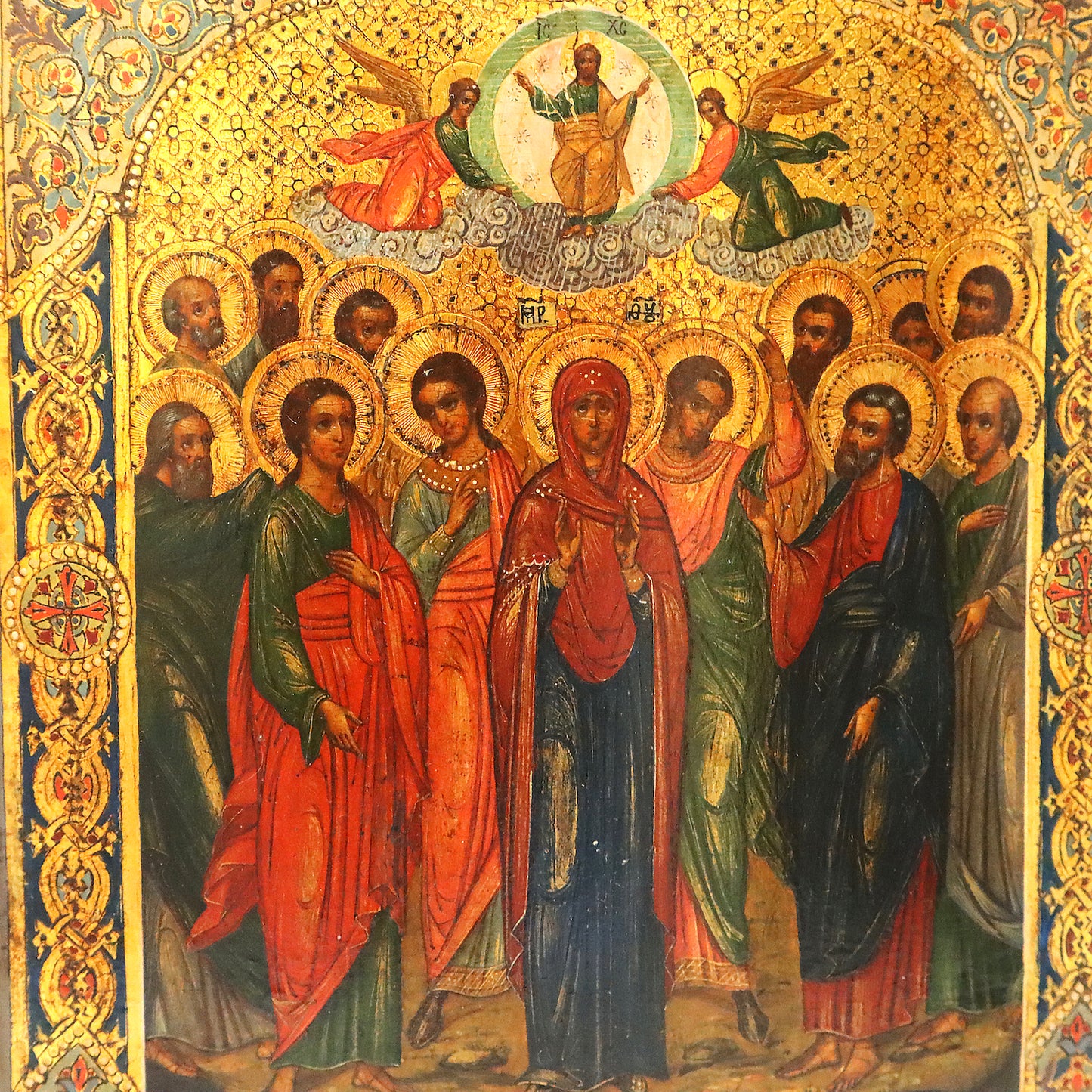 ANTIQUE 19c RUSSIAN PAINTED ICON: The Ascension of the Lord | 5380 |