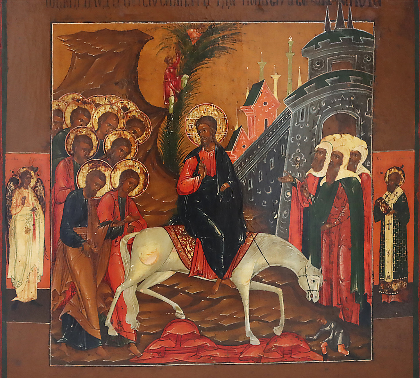ANTIQUE 19c RUSSIAN PAINTED ICON: The Entry Into Jerusalem | 5407 |