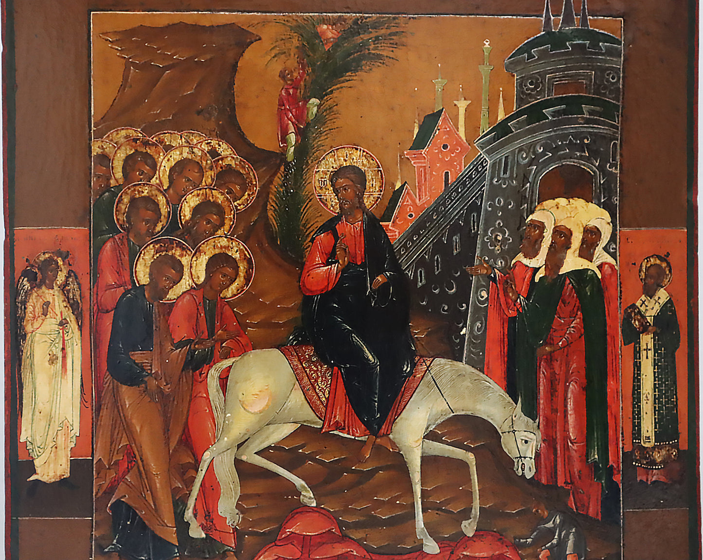 ANTIQUE 19c RUSSIAN PAINTED ICON: The Entry Into Jerusalem | 5407 |