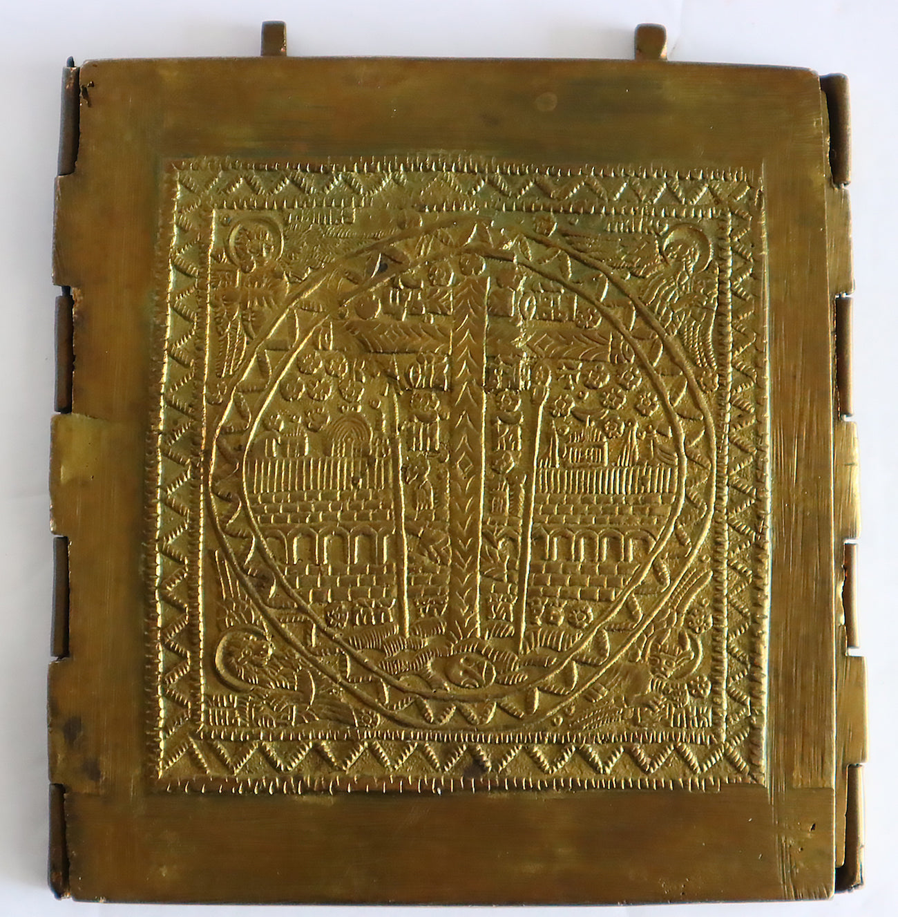 Antiques, Orthodox, Russian Bronze icon: Triptich Diesis with enamel. | 5491 |