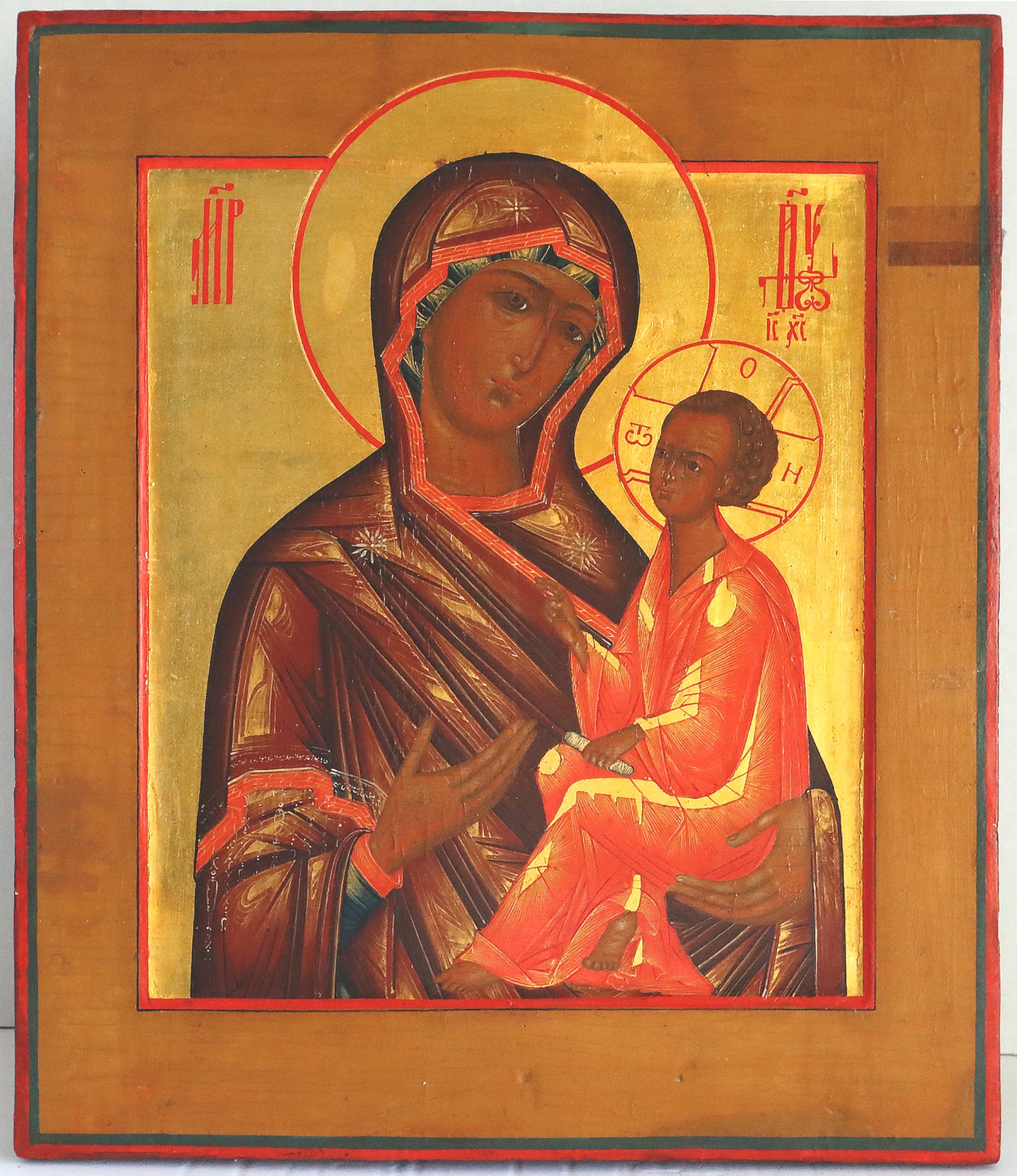 ANTIQUE 19c RUSSIAN PAINTED ICON: Tichvinskaya Mother of God | 5492 |