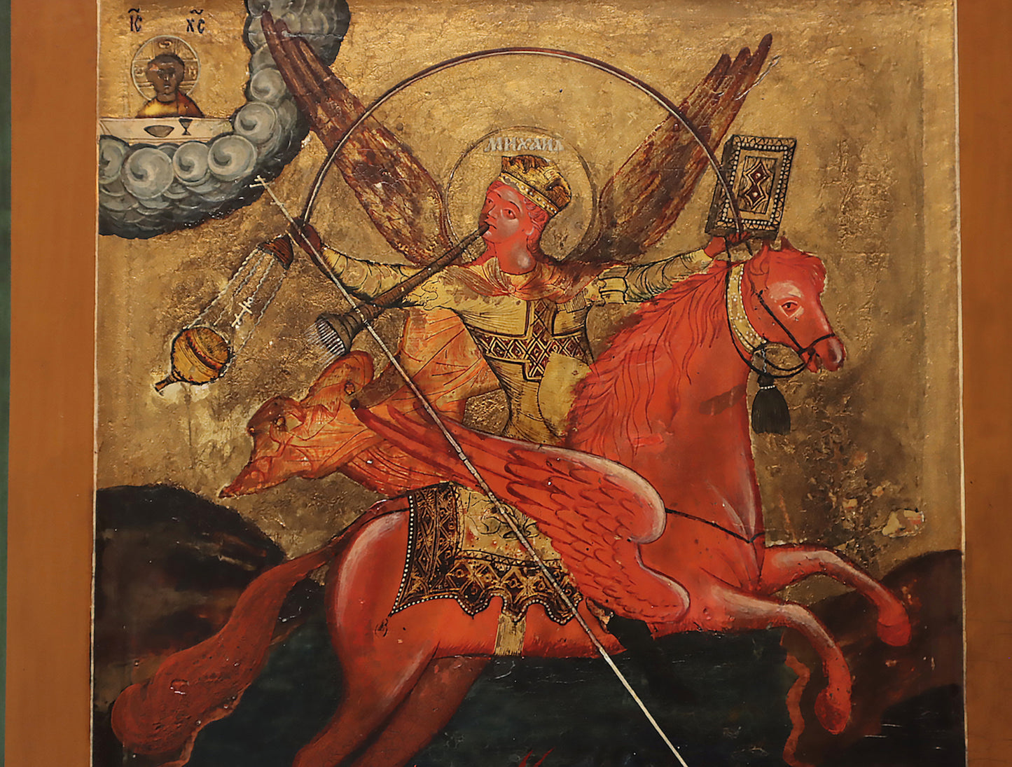 Antiques, Orthodox, Russian icon: ST. MICHAEL AS HORSEMAN OF THE APOCALYPSE | 5532