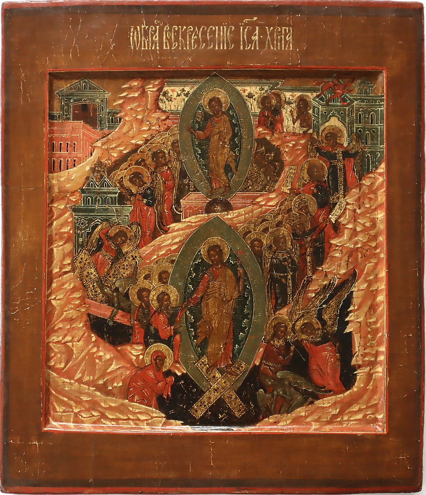 ANTIQUE 18c RUSSIAN PAINTED ICON: Resurrection | 5667 |