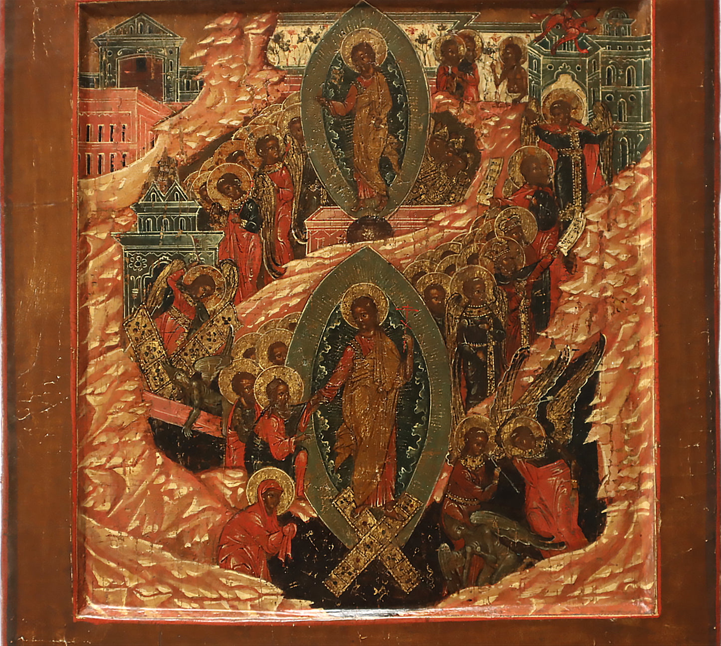 ANTIQUE 18c RUSSIAN PAINTED ICON: Resurrection | 5667 |