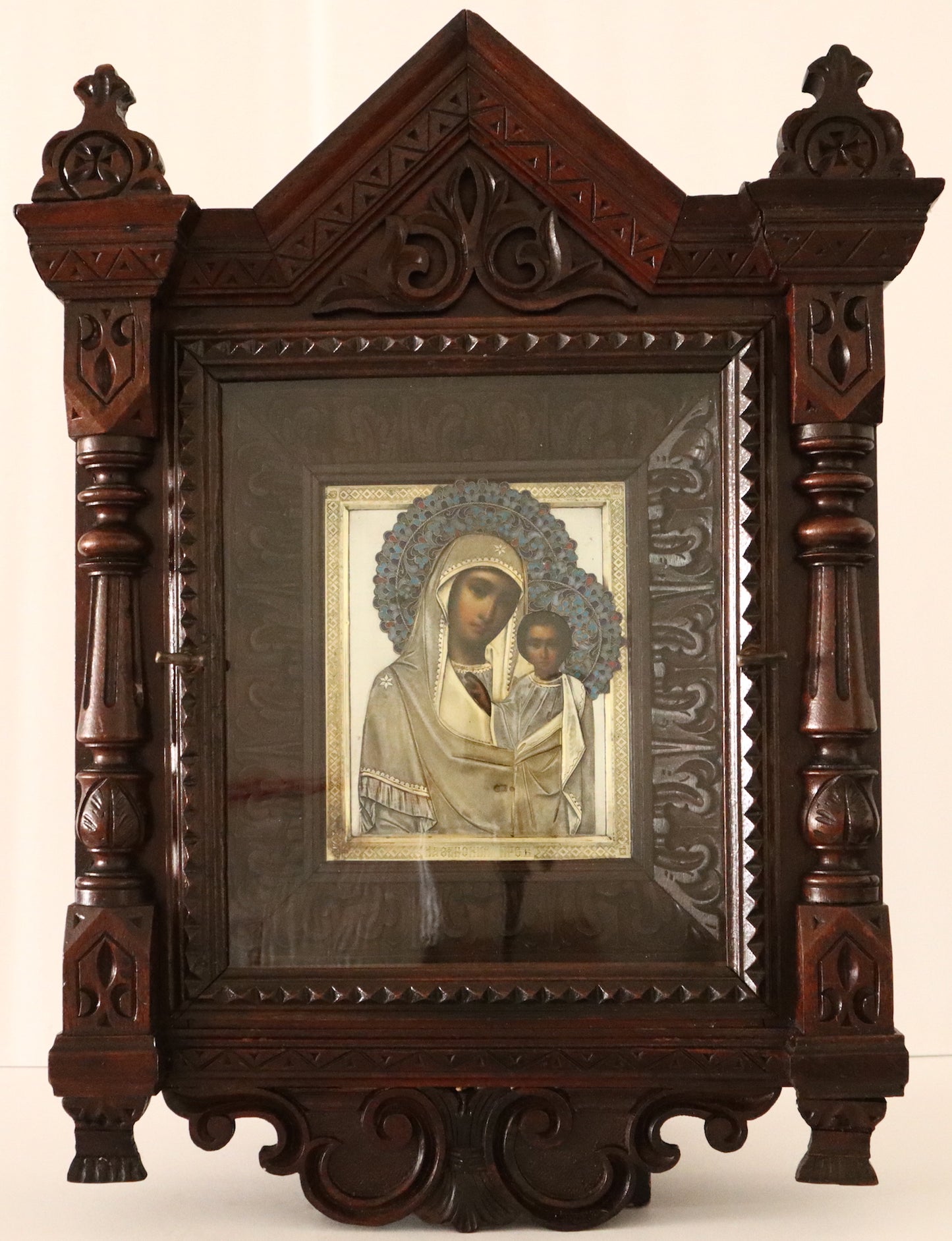 ANTIQUE 19c 84 SILVER RUSSIAN PAINTED ICON: KAZANSKAYA MOTHER OF GOD | 5140 |