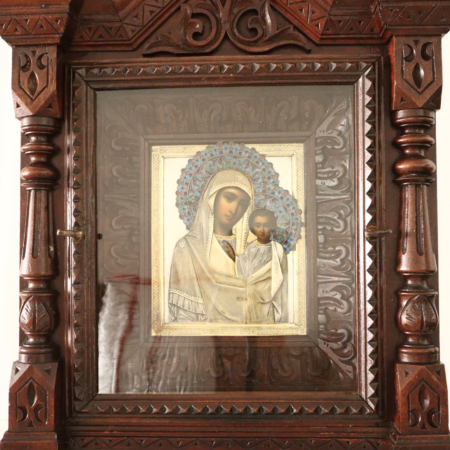 ANTIQUE 19c 84 SILVER RUSSIAN PAINTED ICON: KAZANSKAYA MOTHER OF GOD | 5140 |