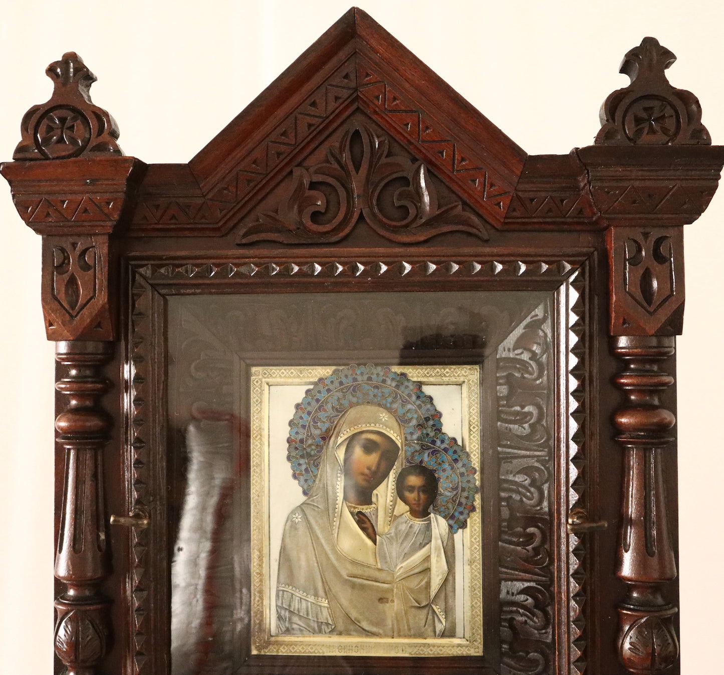 ANTIQUE 19c 84 SILVER RUSSIAN PAINTED ICON: KAZANSKAYA MOTHER OF GOD | 5140 |