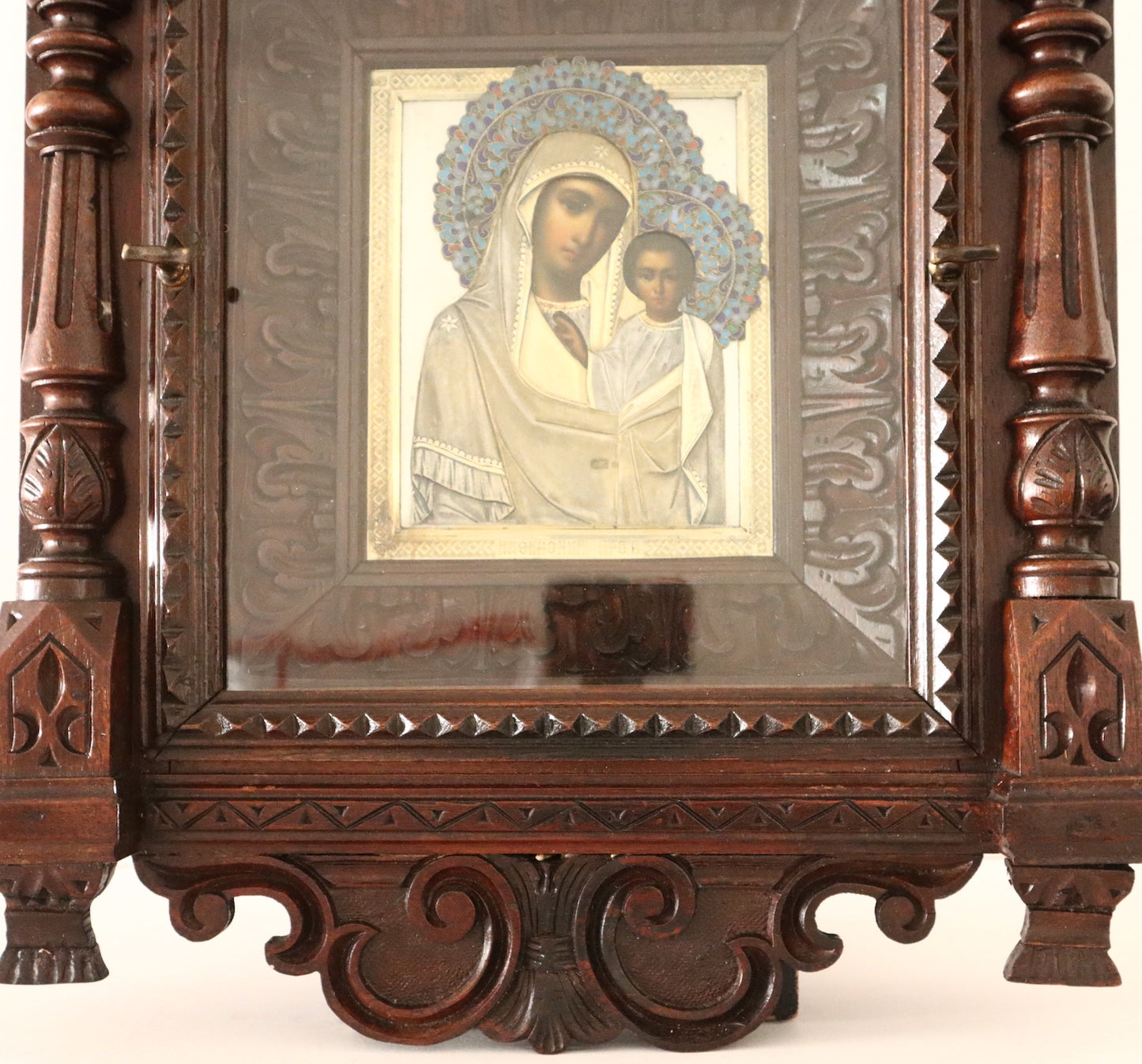 ANTIQUE 19c 84 SILVER RUSSIAN PAINTED ICON: KAZANSKAYA MOTHER OF GOD | 5140 |