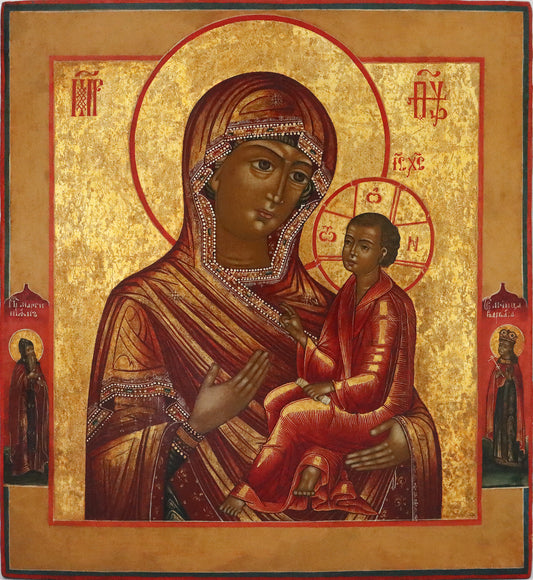 Antique 19th century, Orthodox Russian icon: Hodegetria-Eleusa Mother of God | 5169 |