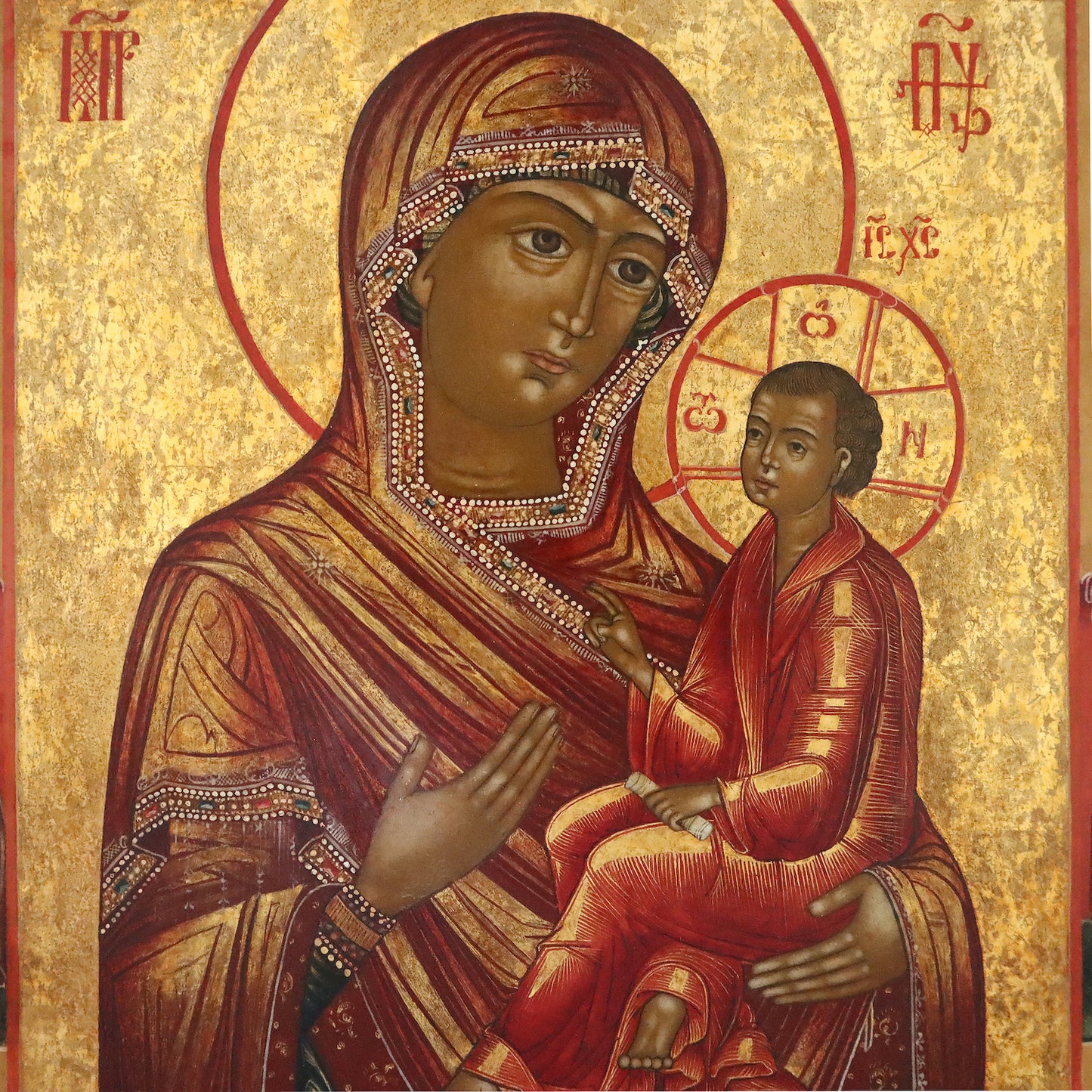 Antique 19th century, Orthodox Russian icon: Hodegetria-Eleusa Mother of God | 5169 |