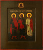 3862 | Antique, 19th century, Orthodox Russian Icon of Three Saints: Simon, Guriy and Aviv.