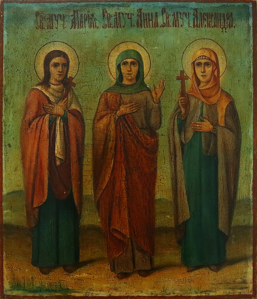 3896 | Antiques, Orthodox, Russian icon: St. Martyrs Maria, Anna and Alexandra