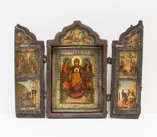 3943 | Antiques, Orthodox Russian icon-Triptych 17th C.