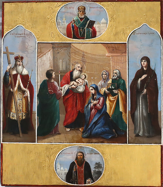 Antiques, Orthodox, Russian icon: PRESENTATION OF CHRIST TO THE TEMPLE | 4549 |