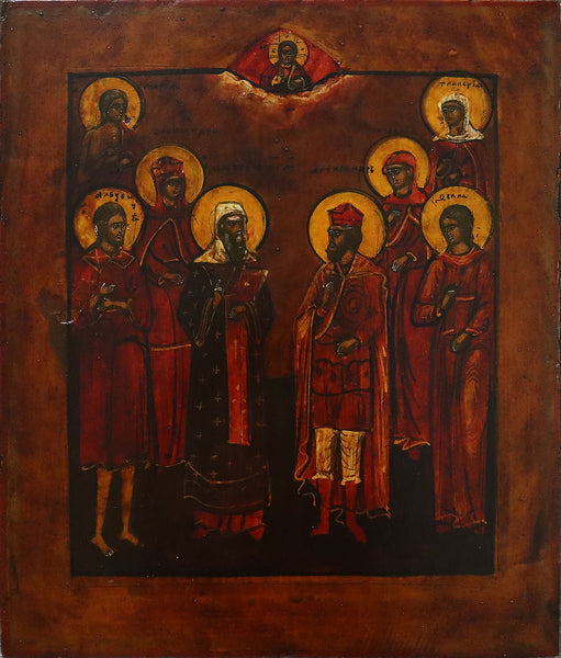 4687 | Antique 19th century, Orthodox Russian icon of Selected Saints.