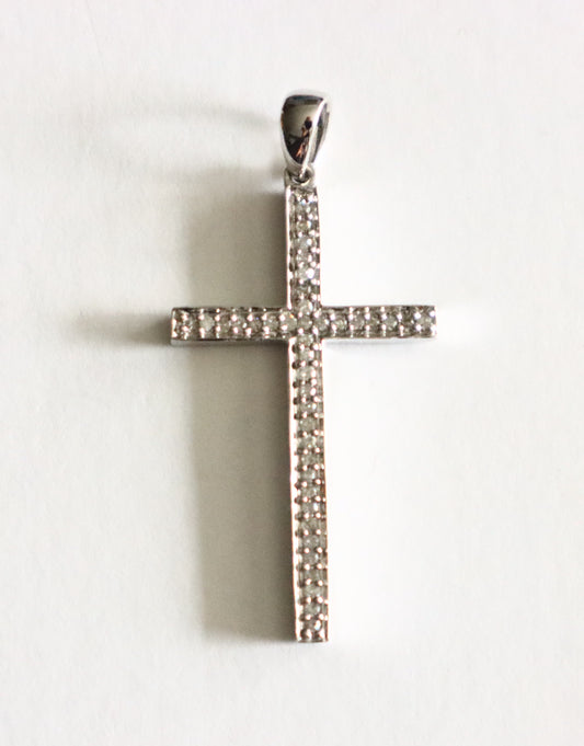 Pendant: White Gold Cross with diamonds 14k. | 4889