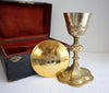 4986 | Antique French RARE Gilt Silver Chalice and Paten with Mark of Master Early 20th Century