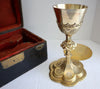 4986 | Antique French RARE Gilt Silver Chalice and Paten with Mark of Master Early 20th Century