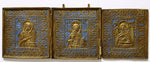 5051 | Antiques, Orthodox, Russian Bronze icon: Triptich Diesis with enamel.