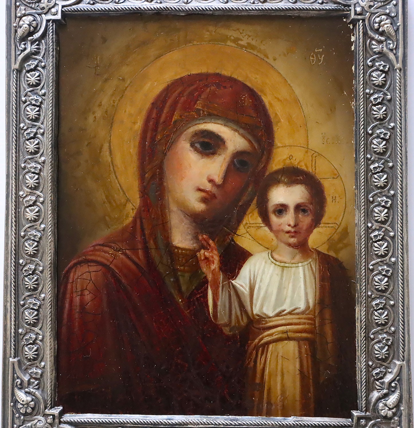 Russian Orthodox icon of the Kazan Mother of God in a silver frame. | 5156 |