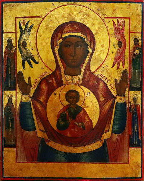 5161 | Antique 19th century, Orthodox Russian icon:Sign Mother of God