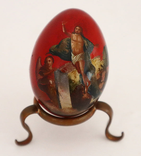 5213 | Antique, 19th c. Papier-Mache And Lacquer Easter Egg Showing The Descent Into Hell