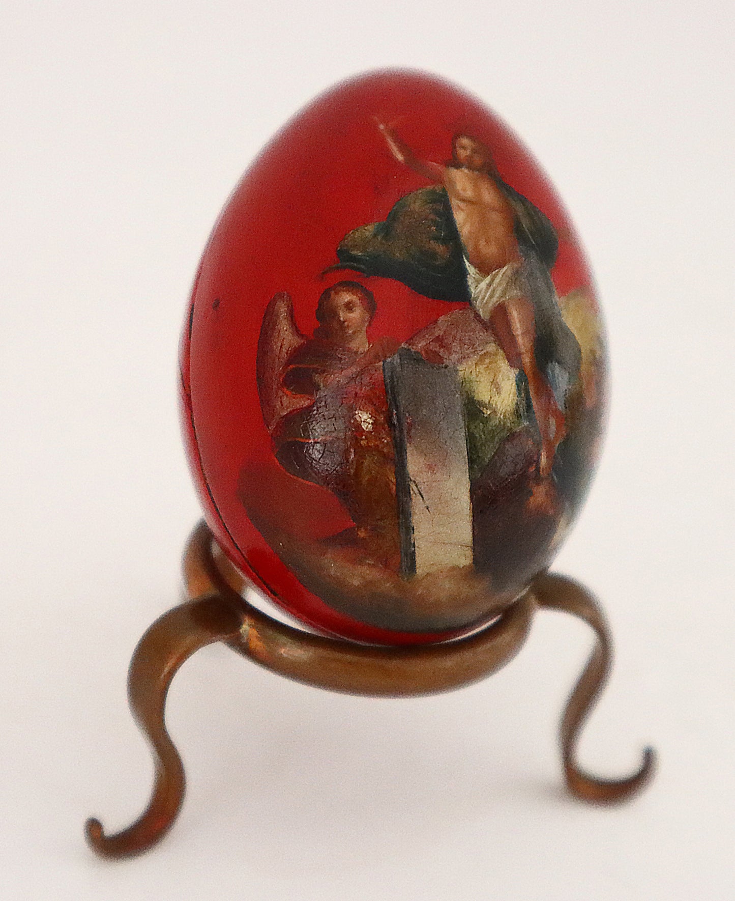 5213 | Antique, 19th c. Papier-Mache And Lacquer Easter Egg Showing The Descent Into Hell