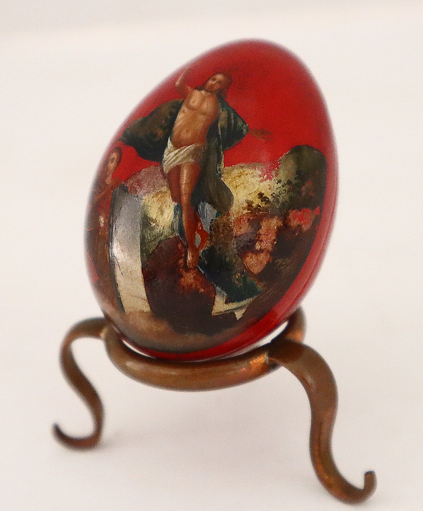 5213 | Antique, 19th c. Papier-Mache And Lacquer Easter Egg Showing The Descent Into Hell