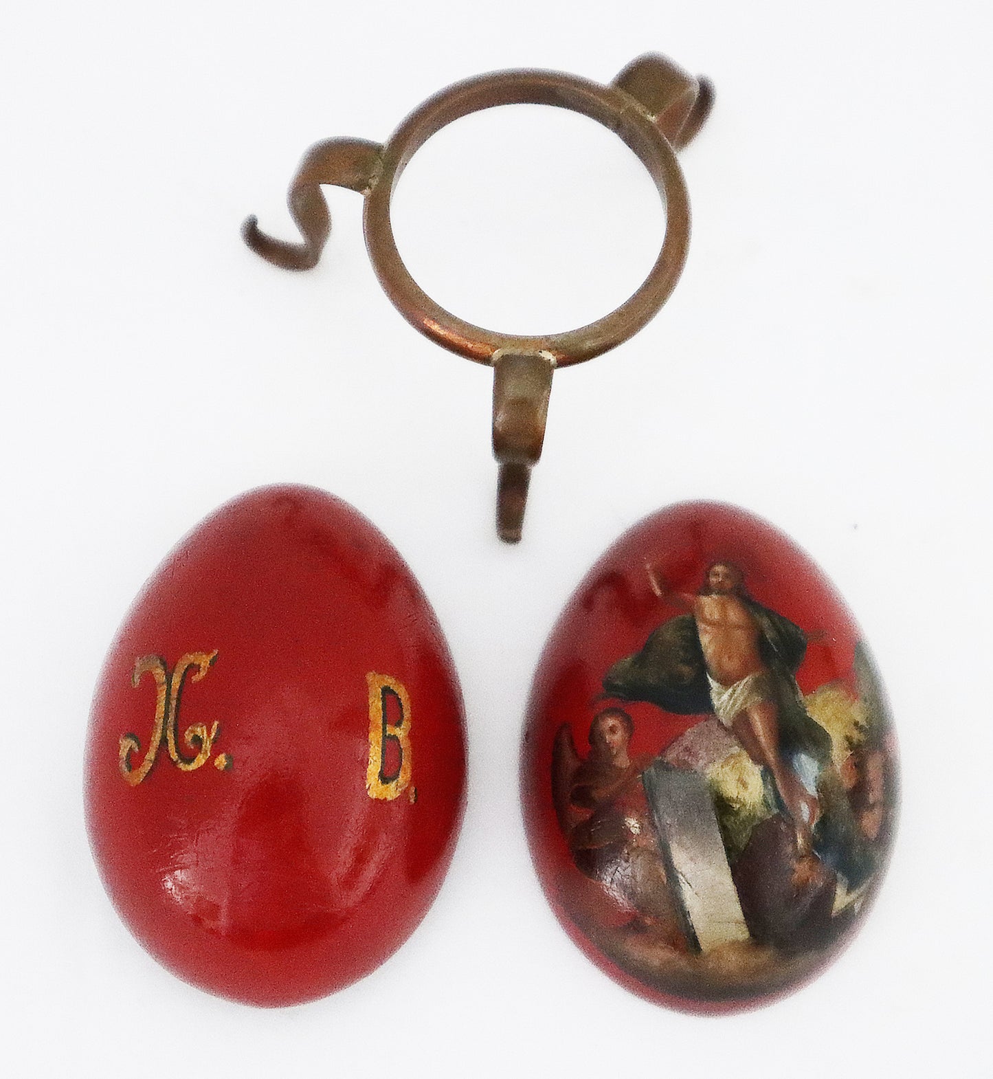 5213 | Antique, 19th c. Papier-Mache And Lacquer Easter Egg Showing The Descent Into Hell