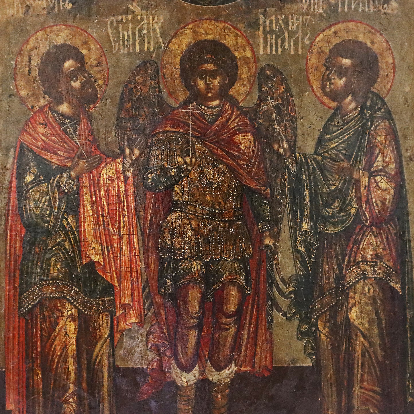 5231 | Antiques, Orthodox, Russian icon: Saint Archangel Michael and saints Florus and Laurus