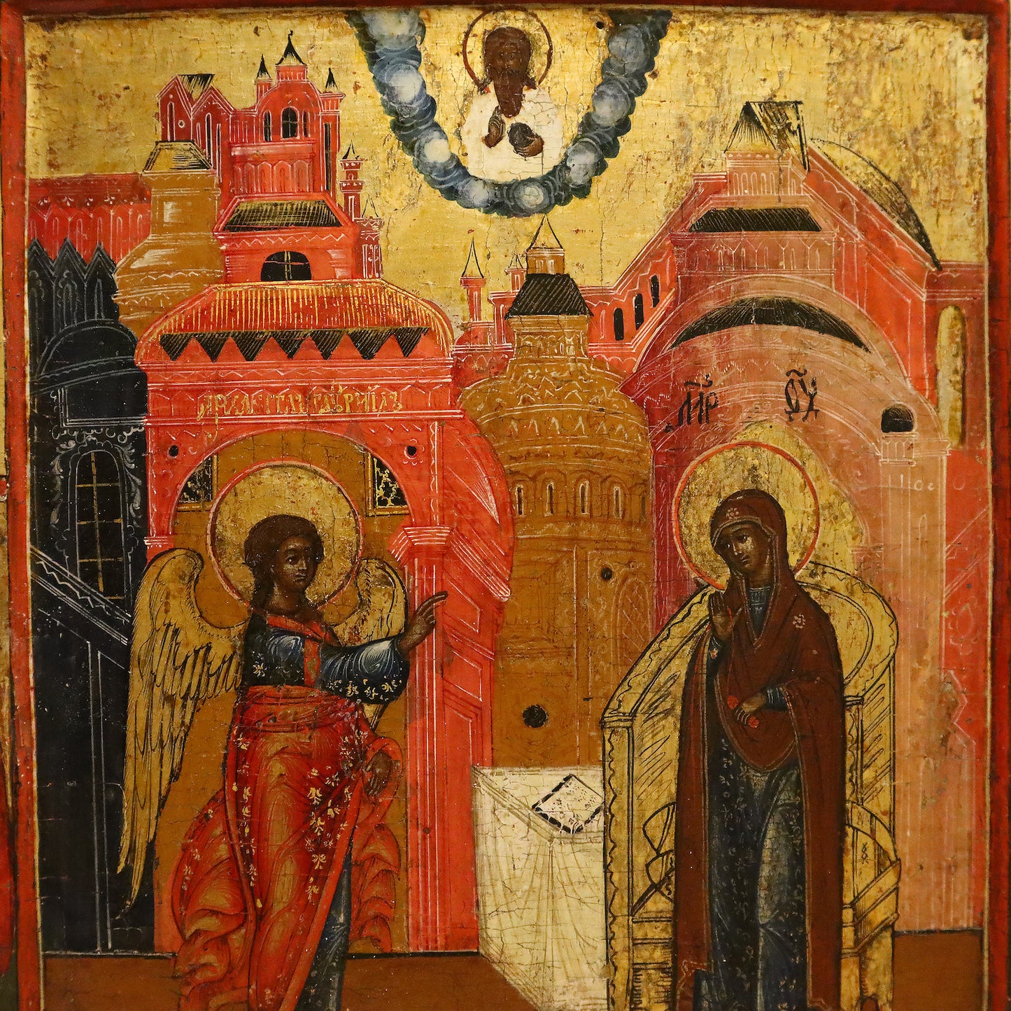 ANTIQUE 1800 RUSSIAN PAINTED ICON: The Annunciation | 5295 |