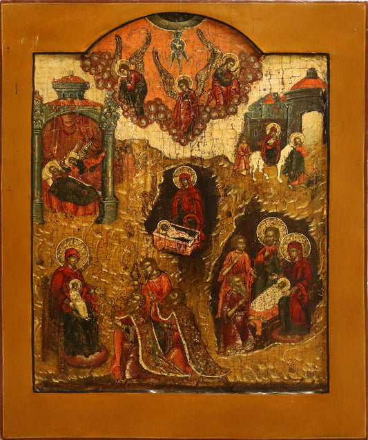 5298 | Antiques, Orthodox, Russian icon: The Nativity of Jesus Christ