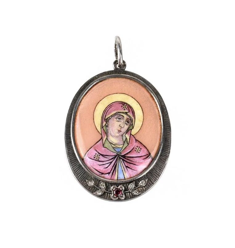 Antiques, Orthodox, Russian icon-pendant Mother of God. | 5307 |