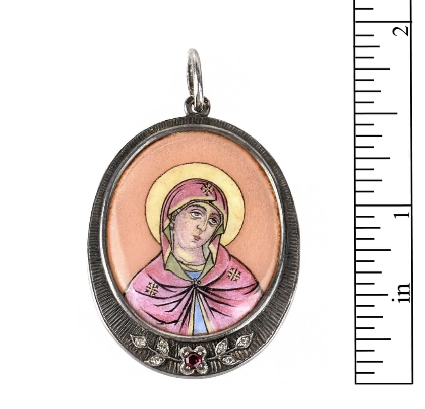 Antiques, Orthodox, Russian icon-pendant Mother of God. | 5307 |