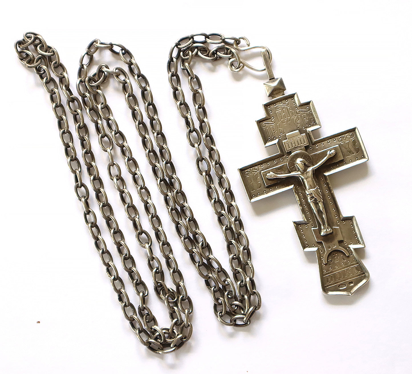 Antiques Russian Orthodox Silver Priest Cross with silver chain | 5399 |