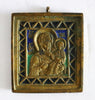 5463 | Antiques, Orthodox, Russian Bronze icon: Mother of God with enamel.