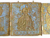 5488 | Antiques, Orthodox, Russian Bronze icon: Triptich Diesis with enamel.
