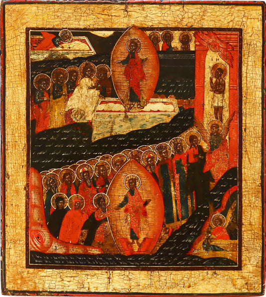 ANTIQUE 16c RUSSIAN PAINTED ICON: The Resurrection | 5498 |