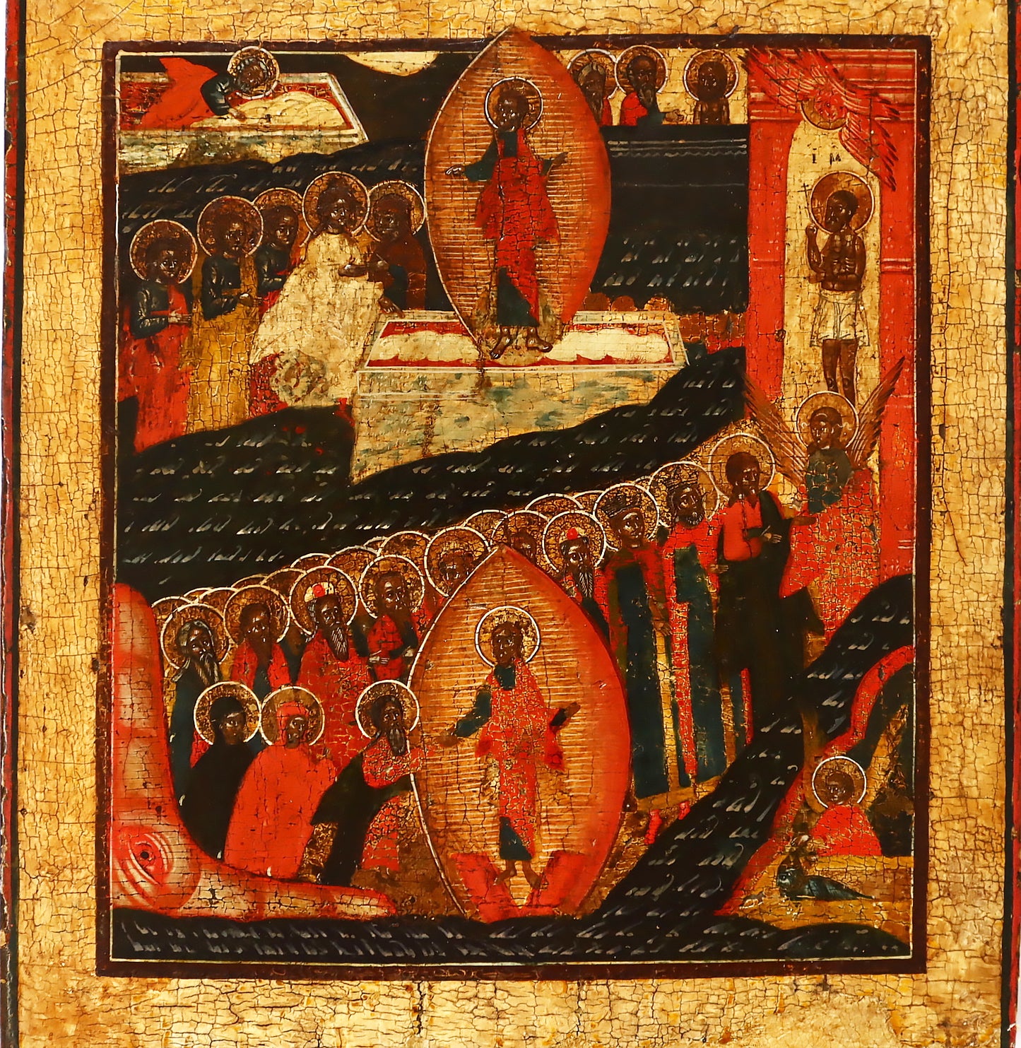 ANTIQUE 16c RUSSIAN PAINTED ICON: The Resurrection | 5498 |