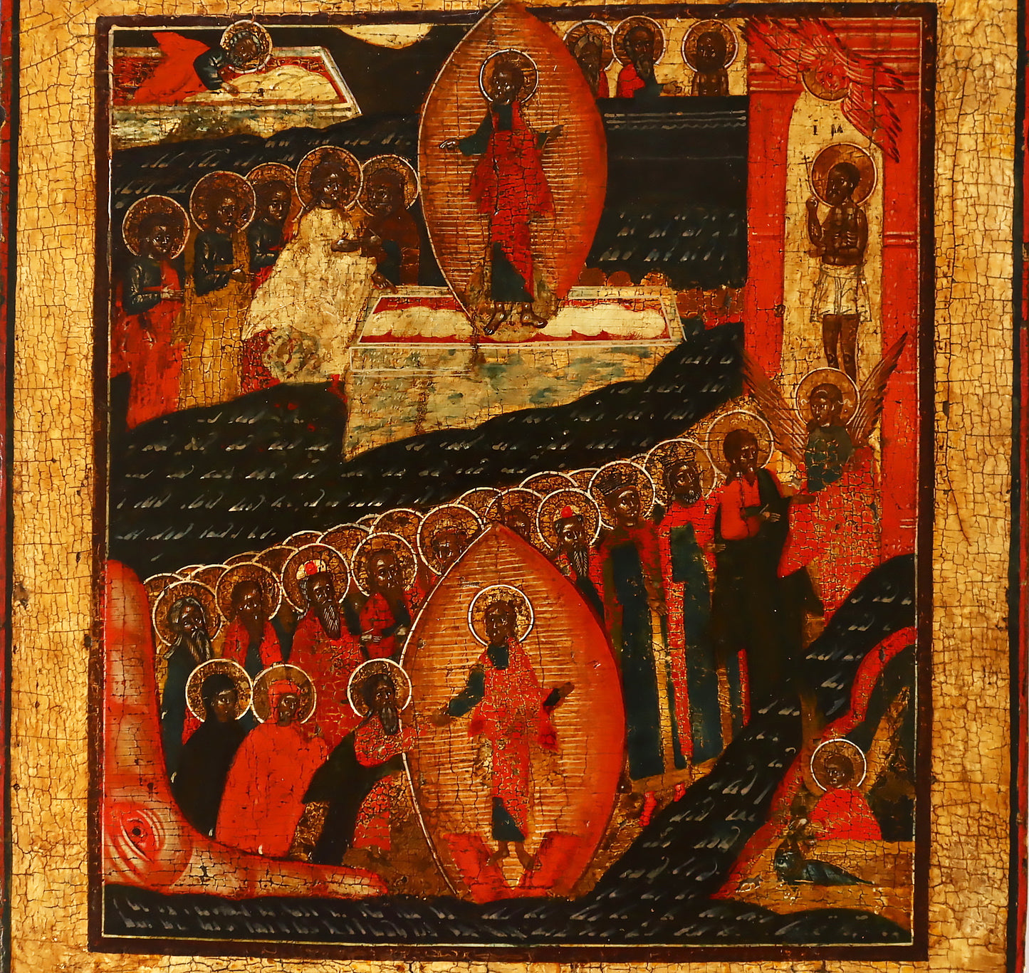 ANTIQUE 16c RUSSIAN PAINTED ICON: The Resurrection | 5498 |