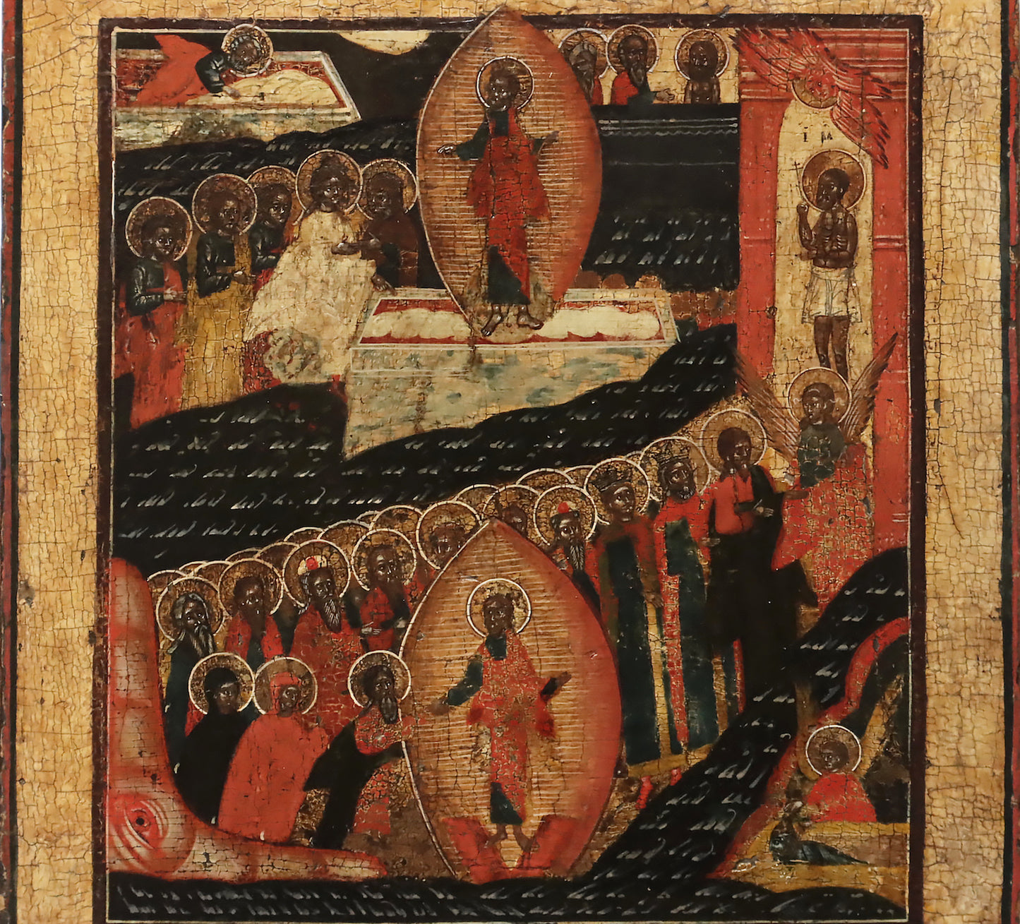 ANTIQUE 16c RUSSIAN PAINTED ICON: The Resurrection | 5498 |