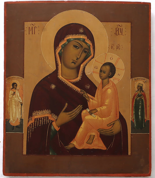 5527 | Antiques, Orthodox, Russian icon: THE TIKHVINSKAYA MOTHER OF GOD