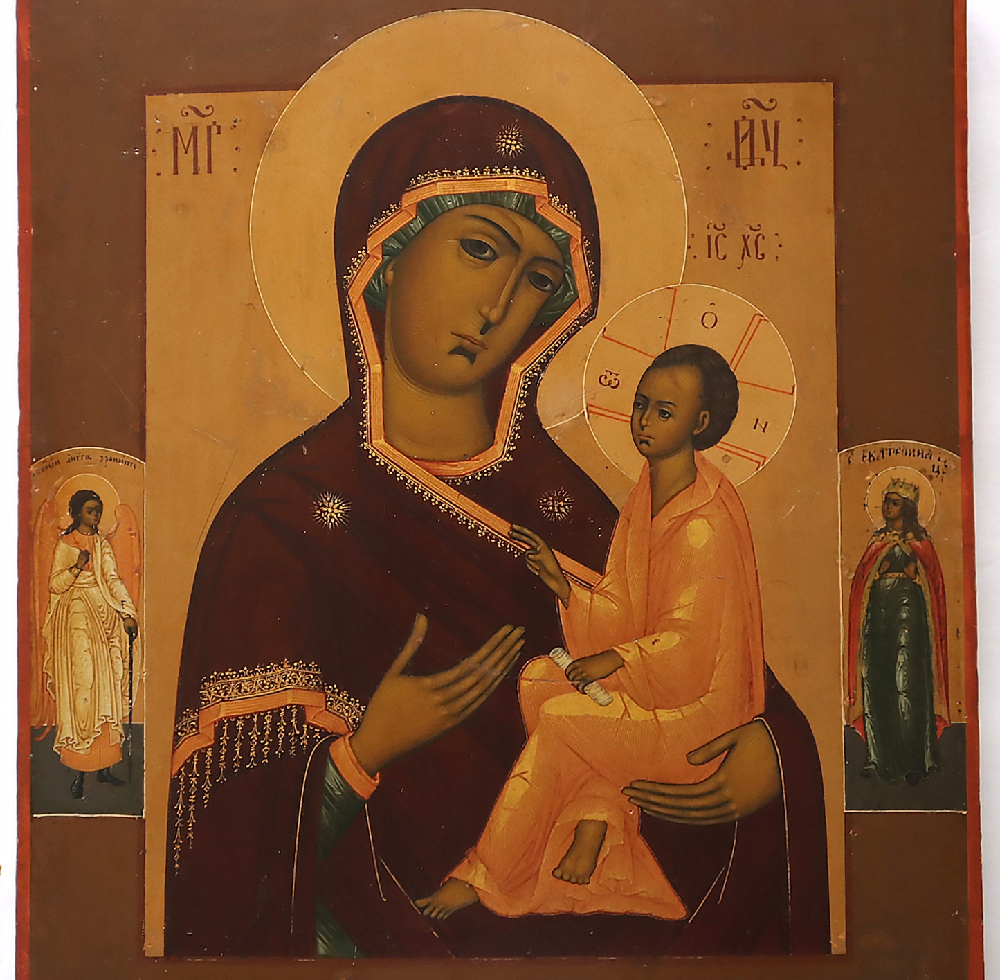 5527 | Antiques, Orthodox, Russian icon: THE TIKHVINSKAYA MOTHER OF GOD