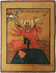 5534 | Antiques, Orthodox, Russian icon: THE ARCHANGEL MICHAEL AS HORSEMAN OF THE APOCALYPSE